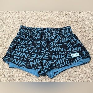 Nike Black and Light Blue Patterned Shorts